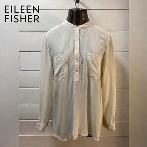 EILEEN FISHER Cream Silk Blouse Size S